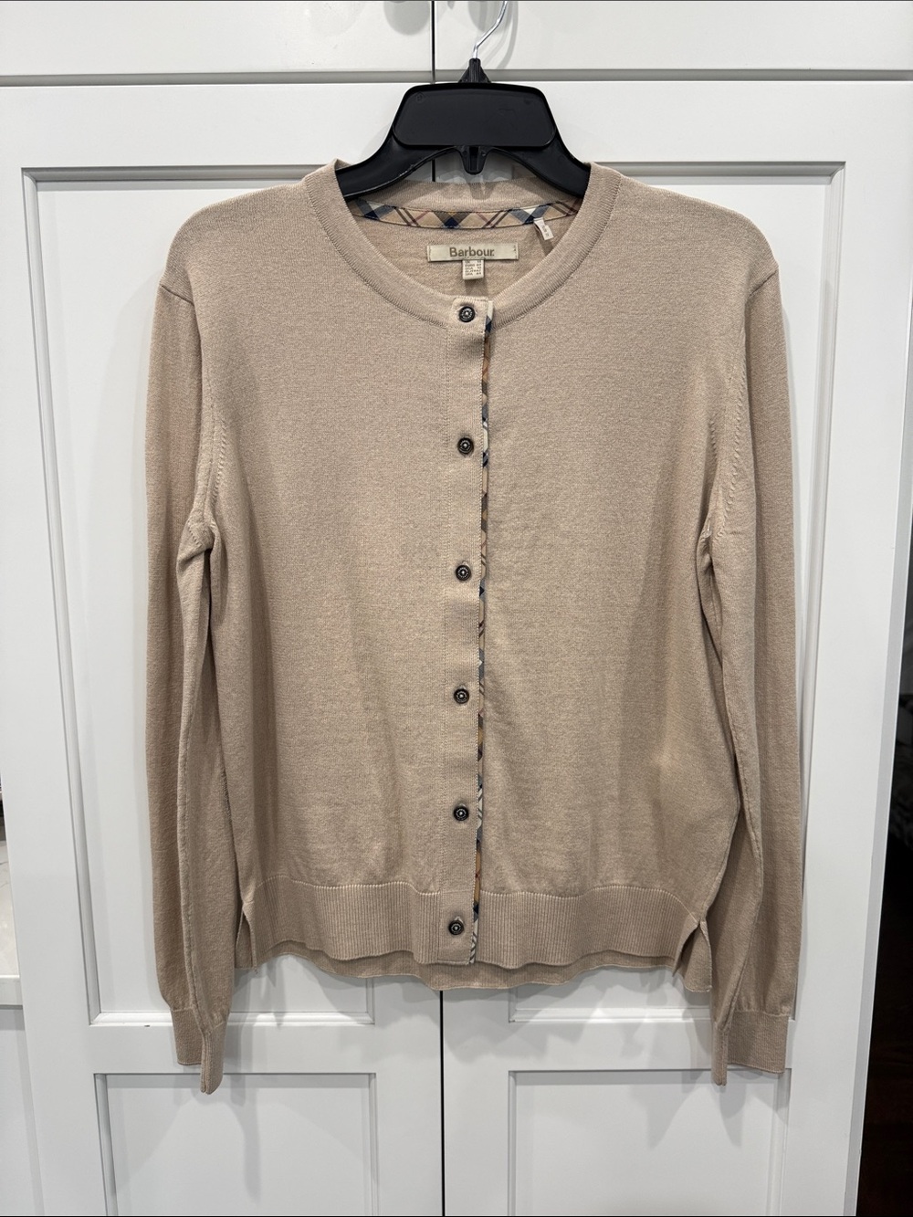 Barbour NEW Size 10 Bredon Tartan Accent Cotton & Cashmere Cardigan MSRP $165